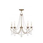 Livex Lighting 6515-73 Pennington 5-lumières 300W Feuille d'argent antique appliquée à la main Lustre