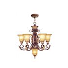 Livex Lighting 8555-63 Verona 6-lumières 307W Bronze Vérone appliqué à la main avec des accents de feuilles d'or vieillies Lustre