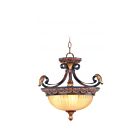 Livex Lighting 8565-63 Verona 3-Lumières 180W Bronze Vérone appliqué à la main avec des accents de feuille d'or vieilli Cabriolet Plafonnier semi-encastré ou Suspendu