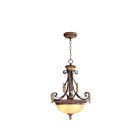 Livex Lighting 8567-63 Verona 3-Lumières 180W Bronze Vérone appliqué à la main avec des accents de feuille d'or vieillie Suspendu
