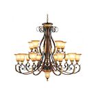 Livex Lighting 8568-63 Verona 16-lumières 907W Bronze Vérone appliqué à la main avec des accents de feuilles d'or vieillies Lustre
