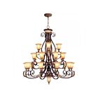 Livex Lighting 8569-63 Verona 23-lumières 887W Bronze Vérone appliqué à la main avec des accents de feuilles d'or vieillies Lustre