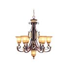 Livex Lighting 8576-63 Verona 7-lumières 367W Bronze Vérone appliqué à la main avec des accents de feuilles d'or vieillies Lustre
