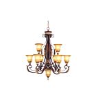 Livex Lighting 8579-63 Verona 10-lumières 547W Bronze Vérone appliqué à la main avec des accents de feuilles d'or vieillies Lustre