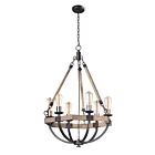 Maxim Lighting 20335WOBZ Lodge 6-Lumières 360W Chêne patiné/Bronze Incandescence Lustre