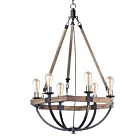 Maxim Lighting 20337WOBZ Lodge 6-Lumières 360W Chêne patiné/Bronze Incandescence Lustre