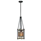 Maxim Lighting 27563BKBWAB Boundry 1-Lumière 60W Noir/Bois ancien/Laiton antique Suspendu
