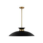 Grand suspendu Nuvo Lighting Perkins 60-7462 100W 1 lumière noir mat avec laiton bruni