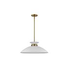 Suspendu de taille moyenne Nuvo Lighting Perkins 60-7464 100W 1 lumière blanc mat avec laiton bruni