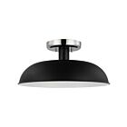 Petit plafonnier semi-encastré Nuvo Lighting Colony 60-7492 60W 1 lumière noir mat avec nickel poli