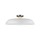 Grand plafonnier semi-encastré Nuvo Lighting Colony 60-7496 60W 1 lumière blanc mat avec laiton bruni