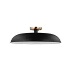 Grand plafonnier semi-encastré Nuvo Lighting Colony 60-7497 60W 1 lumière noir mat avec laiton bruni