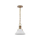 Petit suspendu Nuvo Lighting Outpost 60-7522 60W 1 lumière blanc mat avec laiton bruni