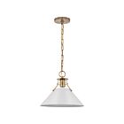Suspendu de taille moyenne Nuvo Lighting Outpost 60-7524 60W 1 lumière blanc mat avec laiton bruni