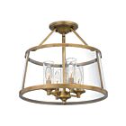 Plafonnier semi-encastré Barlow Quoizel Lighting BAW1716WS 240W 4 lumières laiton patiné