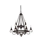 Lustre Noble Quoizel Lighting NBE5009RK 540W 9 lumières noir rustique