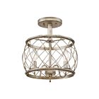 Plafonnier semi-encastré Dury Quoizel Lighting RDY1712CS 180W 3 lumières feuille d'argent du siècle