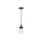 Mini Suspendu Savoy House Macauley 7-2064-1-51 1 Lumière 60W Noir Vintage Avec Accents En Laiton Chaud