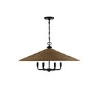 Suspendu Savoy House Eman 7-7772-6-180 6 Lumières 360W Noir Mat Avec Rotin Foncé