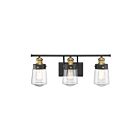 Luminaire de vanité Savoy House 8-2069-3-51 Macauley 3 Lumières 180W Noir vintage avec laiton chaud