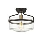 Plafonnier Semi Encastré Savoy House Meridian M60011Orbnb 1 Lumière 60W Bronze Frotté À L'Huile Avec Laiton Naturel