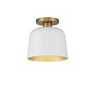 Plafonnier Semi Encastré Savoy House Meridian M60067Whnb 1 Lumière 60W Blanc Avec Laiton Naturel
