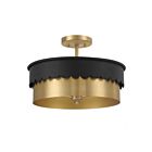 Plafonnier Semi Encastré Savoy House Meridian M60072Mbknb 3 Lumières 180W Noir Mat Et Laiton Naturel