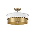Plafonnier Semi Encastré Savoy House Meridian M60072Whnb 3 Lumières 180W Laiton Blanc Et Naturel