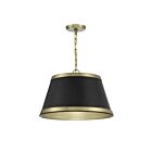 Suspendu Savoy House Meridian M7013Mbknb 3 Lumières 180W Noir Mat Avec Laiton Naturel