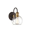 Lanterne murale d'extérieur Savoy House Meridian M50040ORBNB 1-lumière 60W Bronze huilé avec laiton naturel