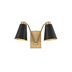 Applique Murale Savoy House Meridian  M90076Mbknb 2 Lumières Noir Mat Avec Laiton Naturel