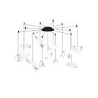 Suspendu LED Papillons Sonneman 2907.25W 50W 13 lumières abat-jour blanc satiné