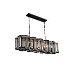Luminaire Suspendu à chaine à verre rectangulaire Young Lighting 1188C10 noir 10-lumières